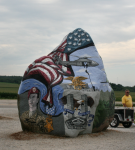 Freedom rock.  Located about 1.5 miles south of I-80 on highway 25 - the Greenfield exit