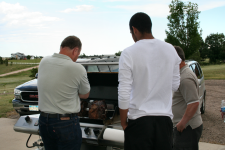 Jerry Sturges, Nate Sturges, and Terry Sturges - checking on supper
